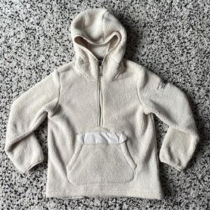 The North Face Sherpa 1/2 Zip Hooded Sweatshirt Jacket Off-White Ivory Youth XL